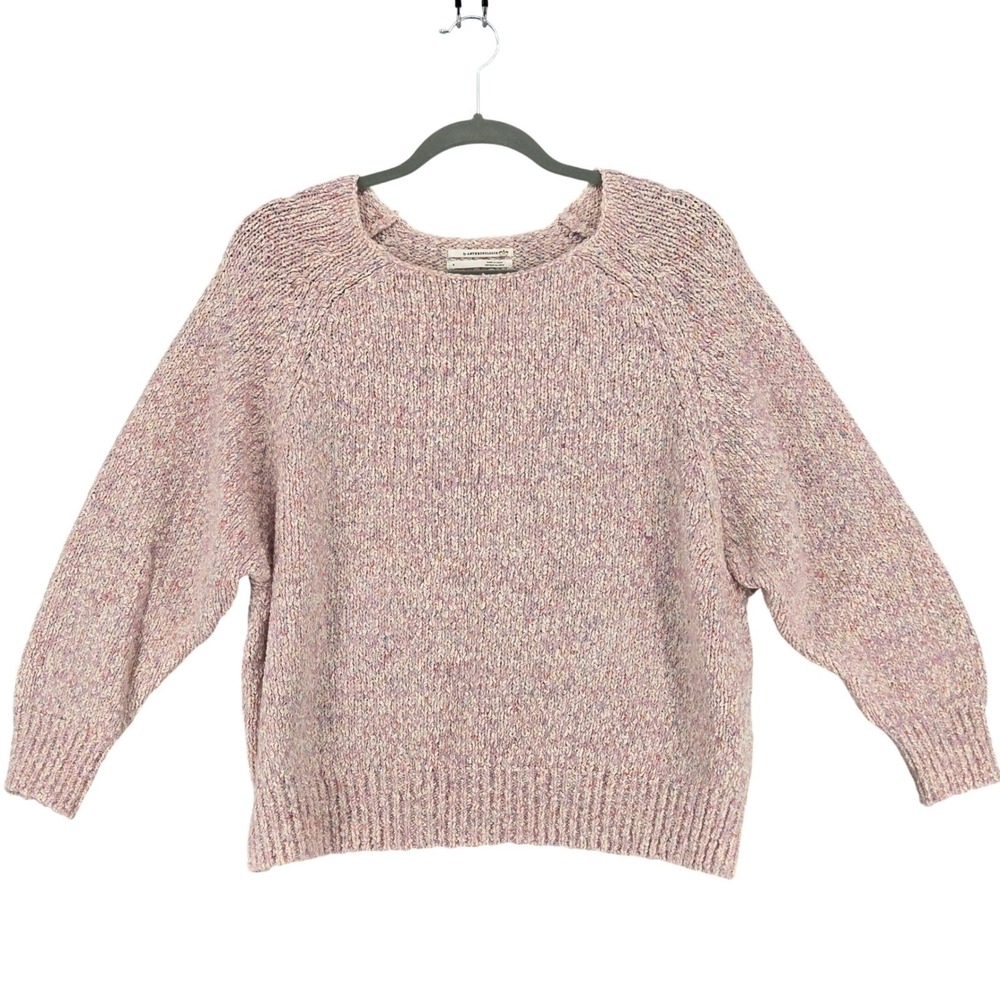 Anthropologie Women Small Brinn‎ Speckled Knit Sweater Pink Cozy Oversized